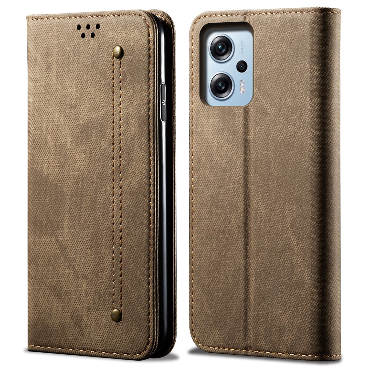 Wallet Phone Case for Xiaomi Redmi Note 11T Pro 5G / Note 11T Pro+ 5G / K50i 5G / Note 12T Pro 5G / Poco X4 GT 5G , PU Leather Jeans Cloth Texture Stand Cover