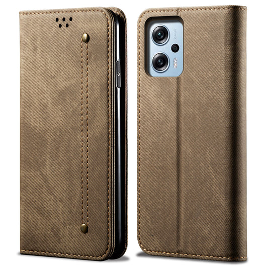 Wallet Phone Case for Xiaomi Redmi Note 11T Pro 5G / Note 11T Pro+ 5G / K50i 5G / Note 12T Pro 5G / Poco X4 GT 5G , PU Leather Jeans Cloth Texture Stand Cover