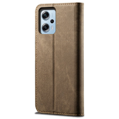 Wallet Phone Case for Xiaomi Redmi Note 11T Pro 5G / Note 11T Pro+ 5G / K50i 5G / Note 12T Pro 5G / Poco X4 GT 5G , PU Leather Jeans Cloth Texture Stand Cover