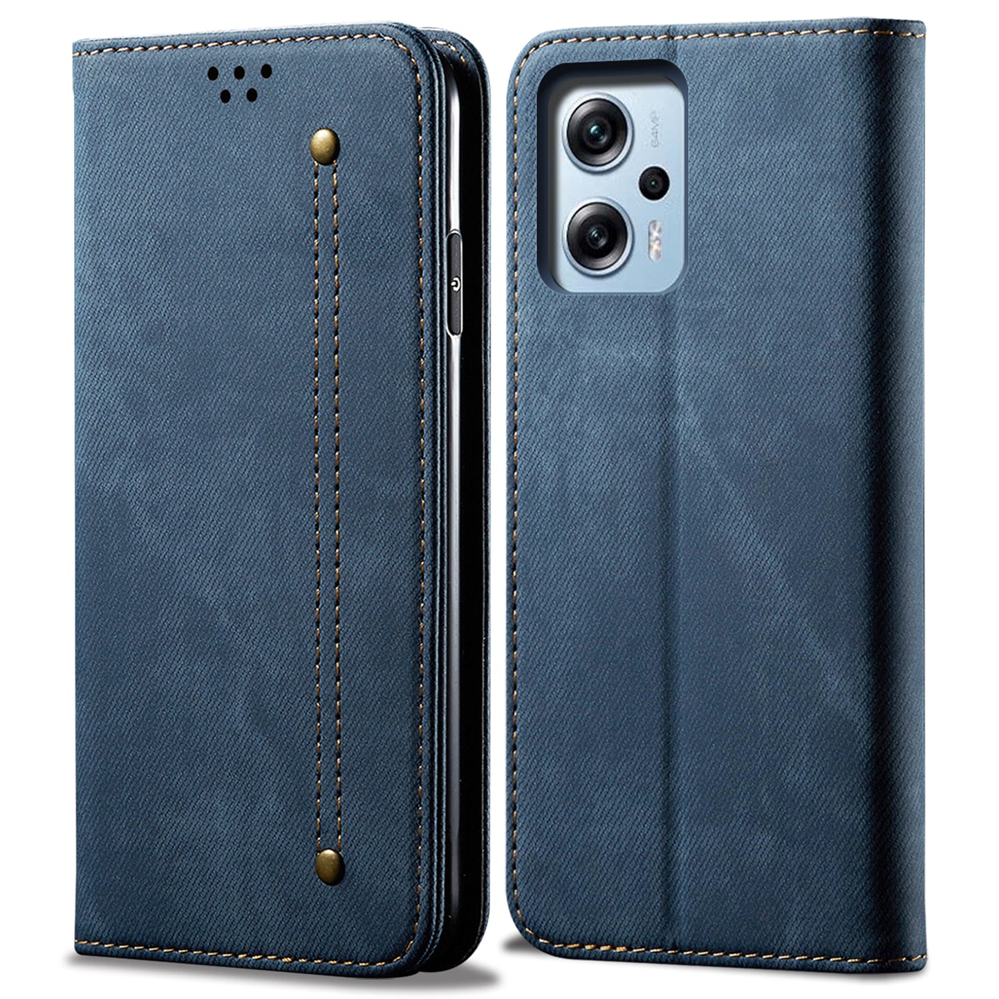 Wallet Phone Case for Xiaomi Redmi Note 11T Pro 5G / Note 11T Pro+ 5G / K50i 5G / Note 12T Pro 5G / Poco X4 GT 5G , PU Leather Jeans Cloth Texture Stand Cover