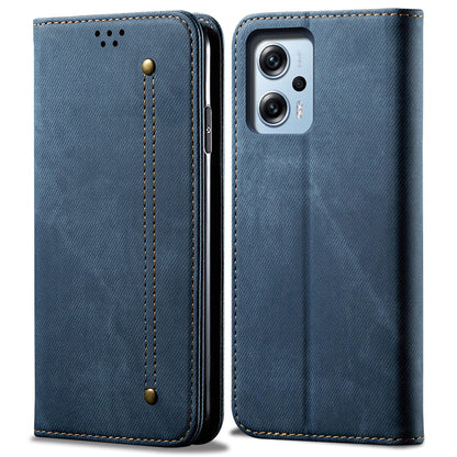 Wallet Phone Case for Xiaomi Redmi Note 11T Pro 5G / Note 11T Pro+ 5G / K50i 5G / Note 12T Pro 5G / Poco X4 GT 5G , PU Leather Jeans Cloth Texture Stand Cover