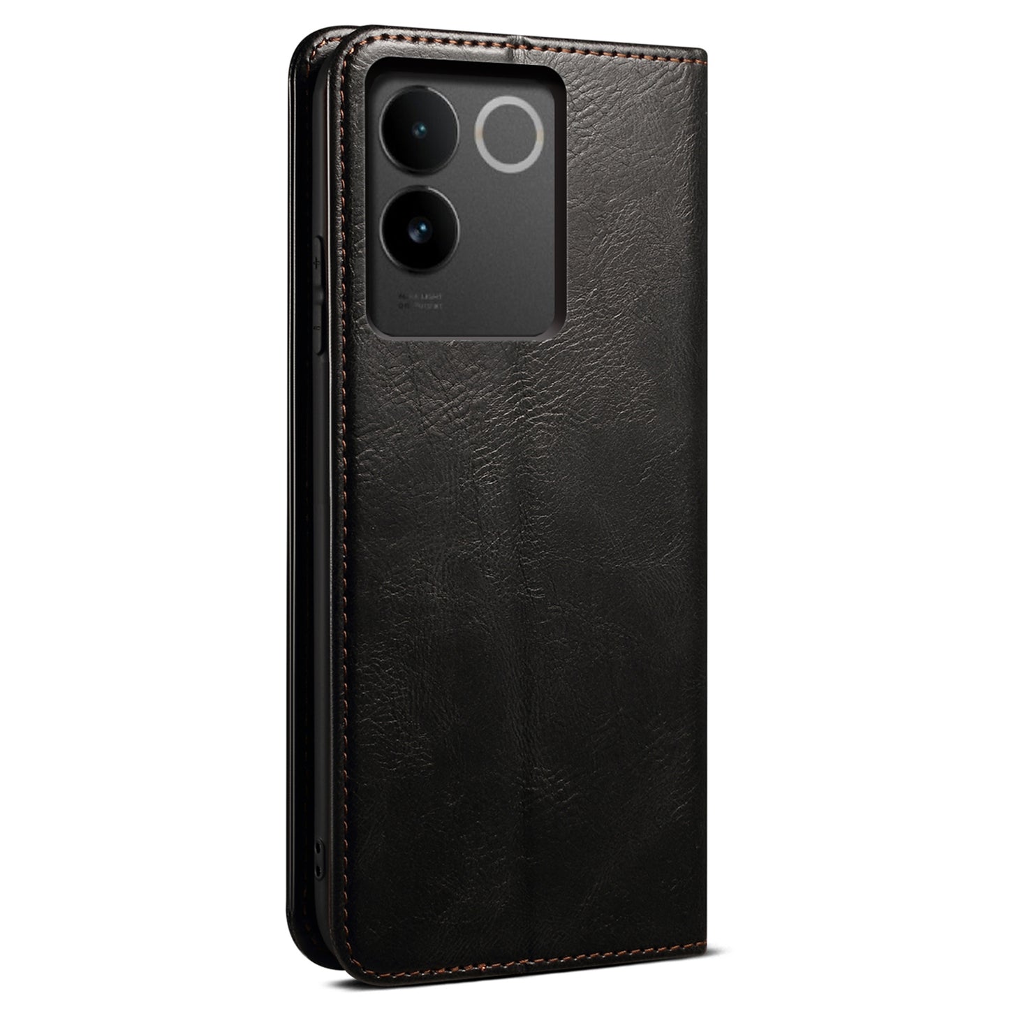 For vivo S17e 5G Waxy Crazy Horse Texture Wallet Case PU Leather Stand Protective Phone Cover