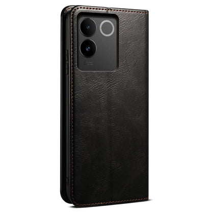 For vivo S17e 5G Waxy Crazy Horse Texture Wallet Case PU Leather Stand Protective Phone Cover