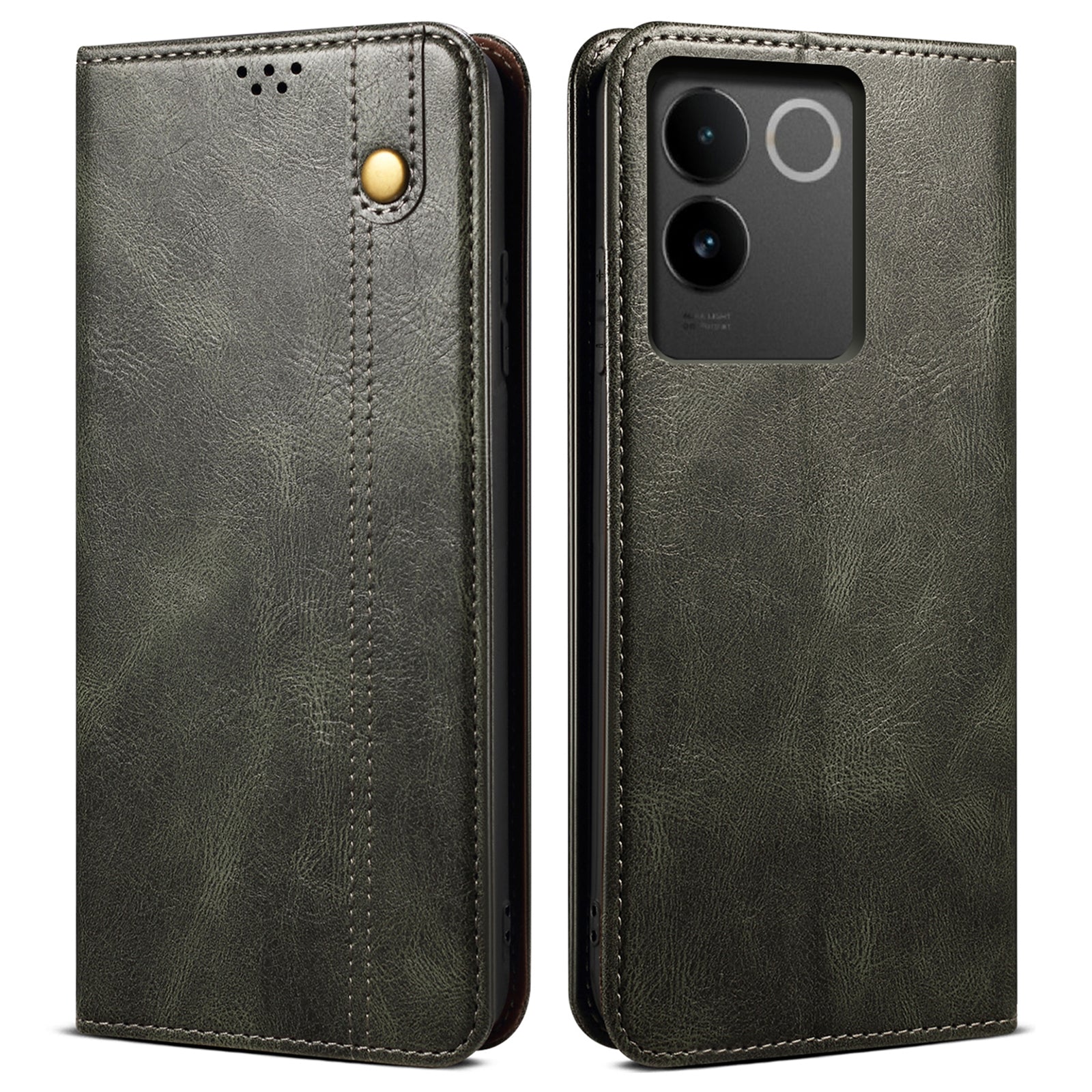 For vivo S17e 5G Waxy Crazy Horse Texture Wallet Case PU Leather Stand Protective Phone Cover