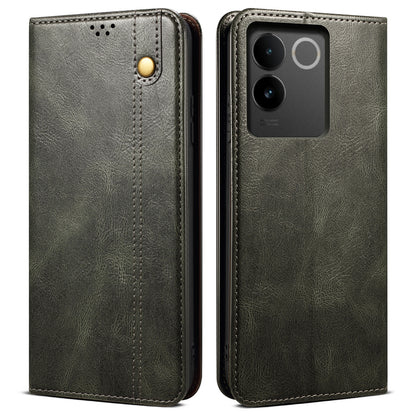 For vivo S17e 5G Waxy Crazy Horse Texture Wallet Case PU Leather Stand Protective Phone Cover