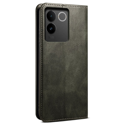 For vivo S17e 5G Waxy Crazy Horse Texture Wallet Case PU Leather Stand Protective Phone Cover