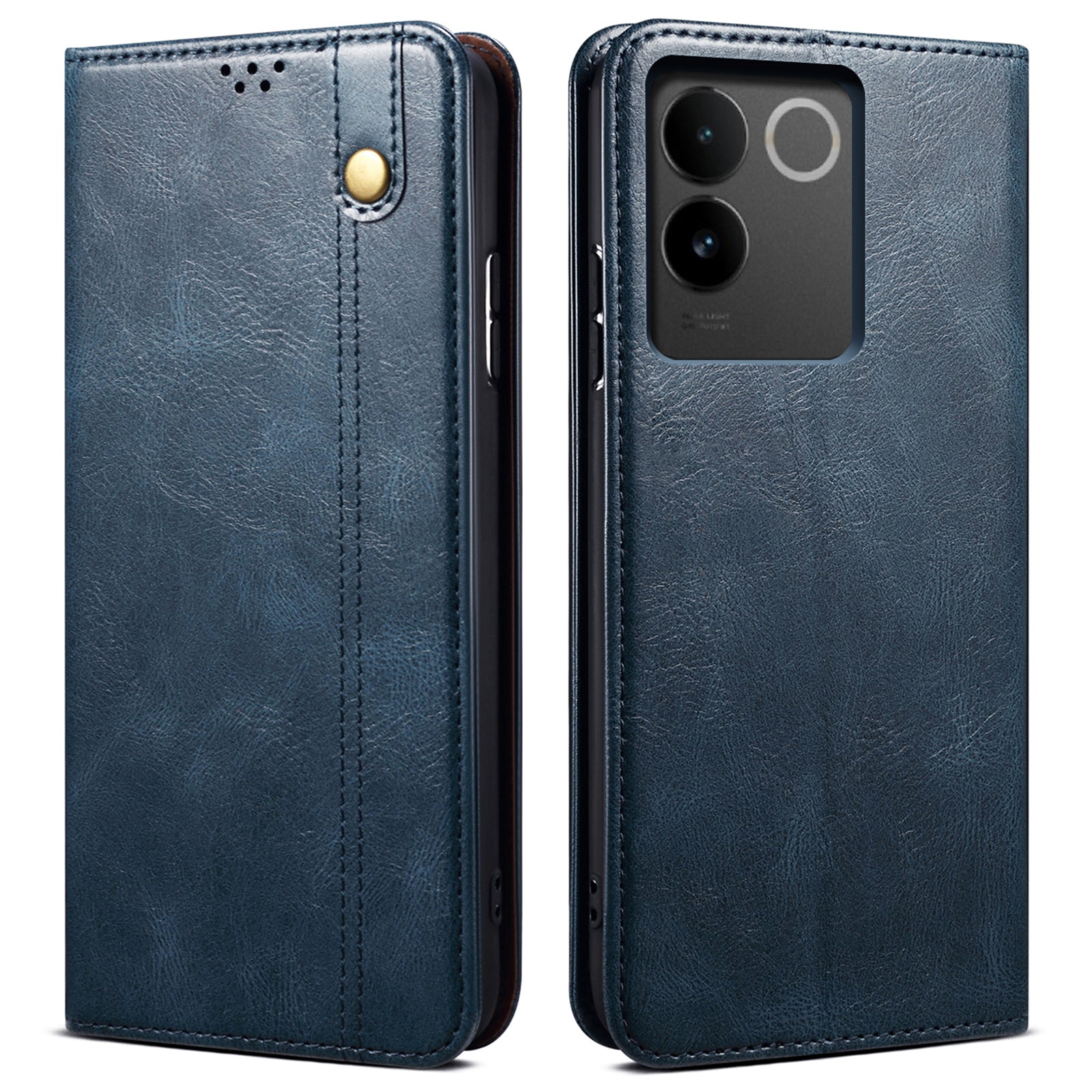 For vivo S17e 5G Waxy Crazy Horse Texture Wallet Case PU Leather Stand Protective Phone Cover