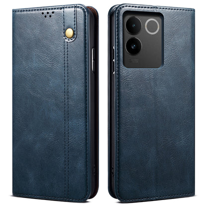 For vivo S17e 5G Waxy Crazy Horse Texture Wallet Case PU Leather Stand Protective Phone Cover