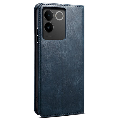 For vivo S17e 5G Waxy Crazy Horse Texture Wallet Case PU Leather Stand Protective Phone Cover