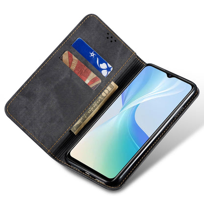 For vivo S17e 5G PU Leather Jeans Cloth Texture Case Stand Flip Wallet Phone Cover