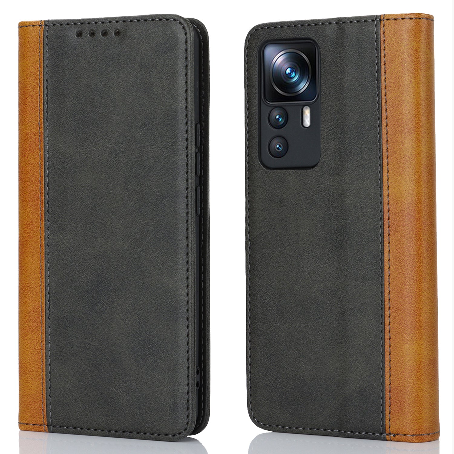 For Xiaomi 12T 5G / 12T Pro 5G / Redmi K50 Ultra PU Leather Phone Case Stand Bi-color Splicing Wallet Cover