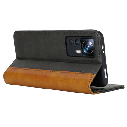For Xiaomi 12T 5G / 12T Pro 5G / Redmi K50 Ultra PU Leather Phone Case Stand Bi-color Splicing Wallet Cover