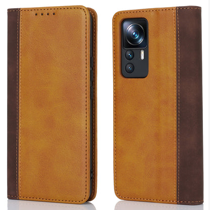 For Xiaomi 12T 5G / 12T Pro 5G / Redmi K50 Ultra PU Leather Phone Case Stand Bi-color Splicing Wallet Cover