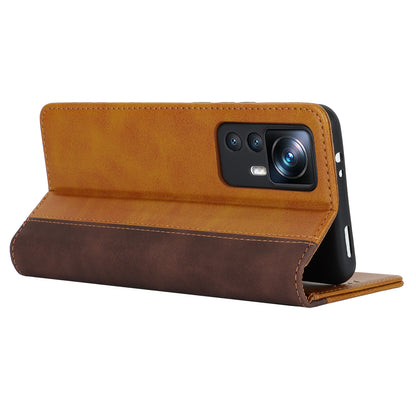 For Xiaomi 12T 5G / 12T Pro 5G / Redmi K50 Ultra PU Leather Phone Case Stand Bi-color Splicing Wallet Cover