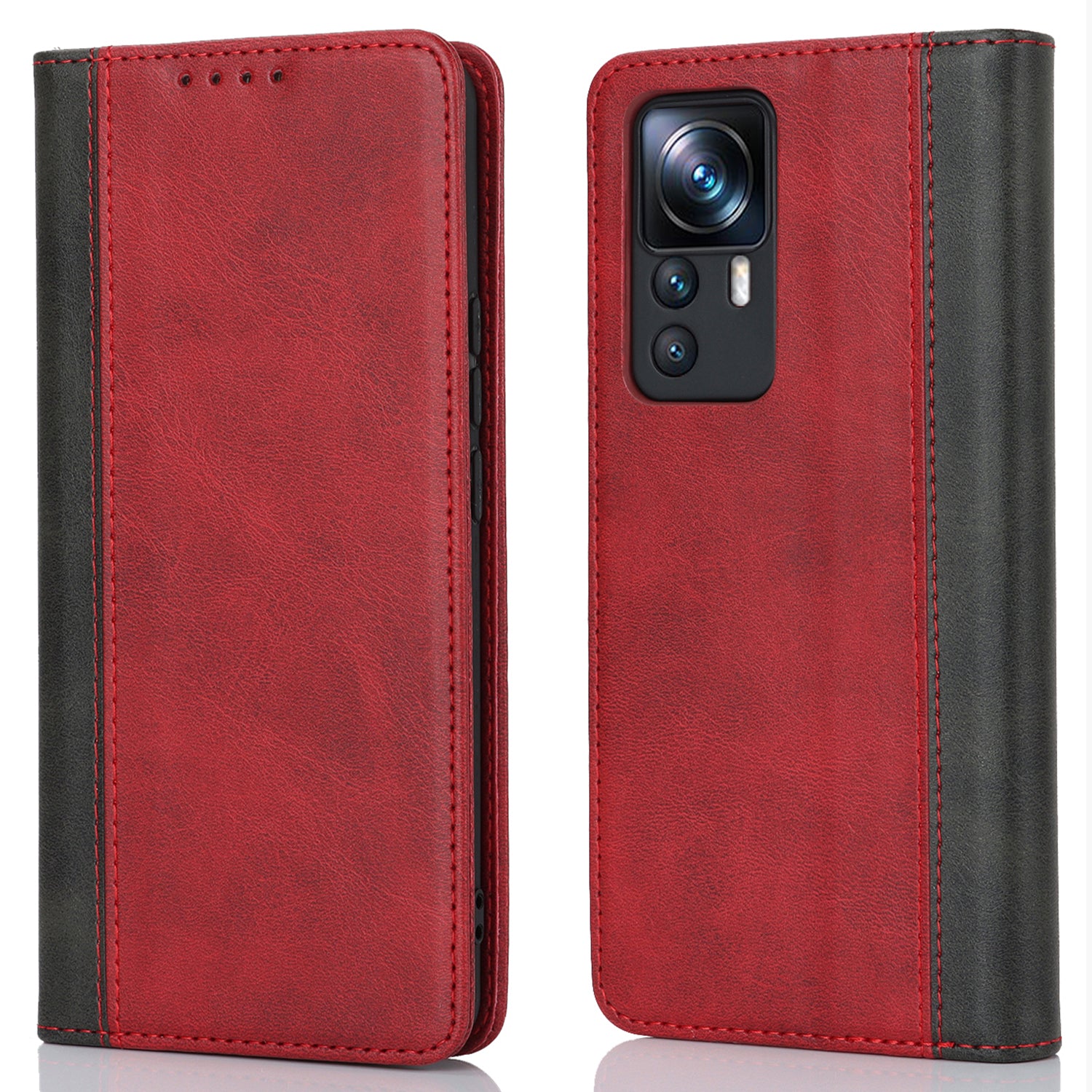 For Xiaomi 12T 5G / 12T Pro 5G / Redmi K50 Ultra PU Leather Phone Case Stand Bi-color Splicing Wallet Cover