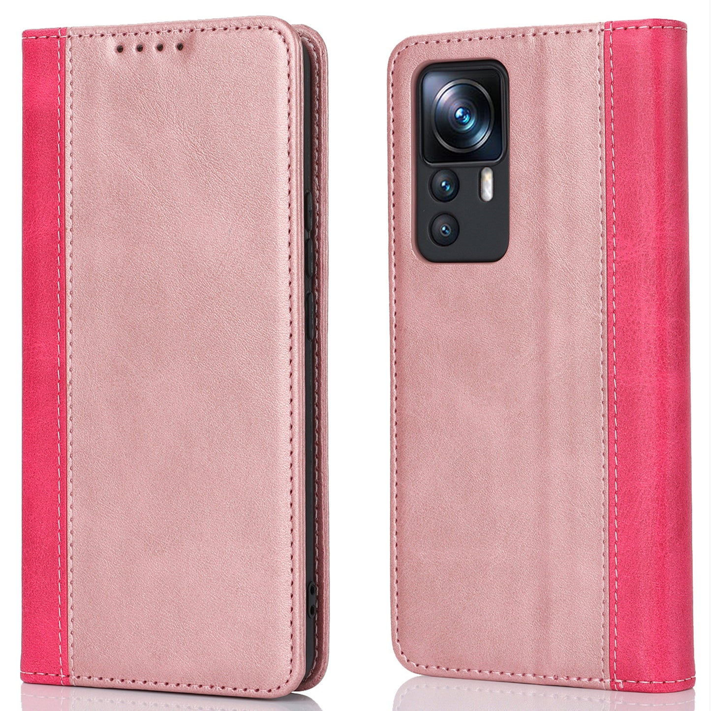 For Xiaomi 12T 5G / 12T Pro 5G / Redmi K50 Ultra PU Leather Phone Case Stand Bi-color Splicing Wallet Cover