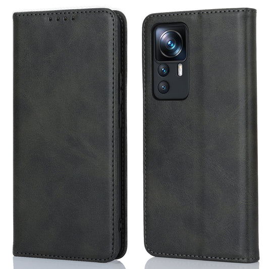 PU Leather Case for Xiaomi 12T 5G / 12T Pro 5G / Redmi K50 Ultra Calf Texture Stand Wallet Phone Cover