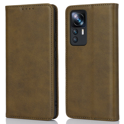 PU Leather Case for Xiaomi 12T 5G / 12T Pro 5G / Redmi K50 Ultra Calf Texture Stand Wallet Phone Cover