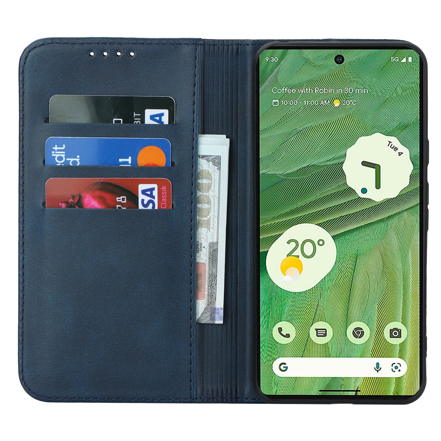 PU Leather Case for Google Pixel 8 Shockproof Calf Texture Stand Wallet Phone Cover