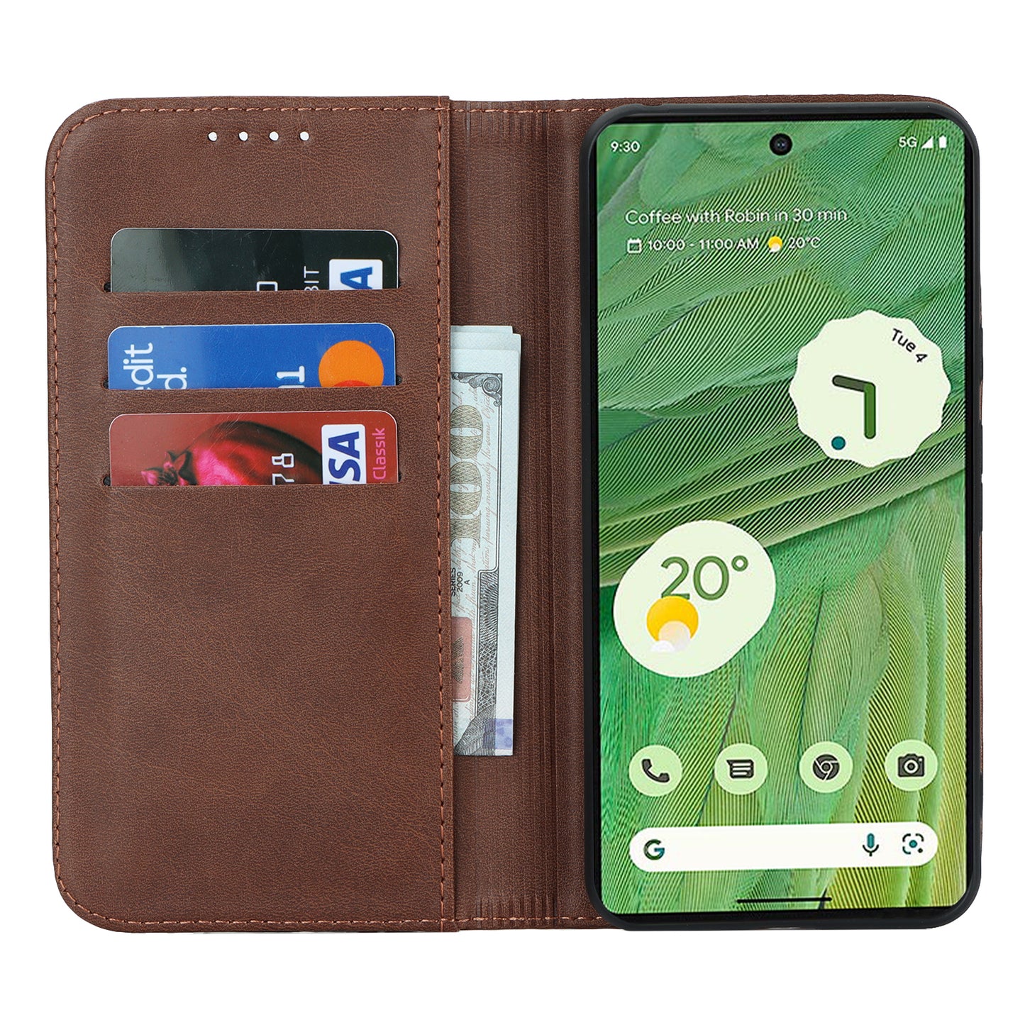 PU Leather Case for Google Pixel 8 Shockproof Calf Texture Stand Wallet Phone Cover