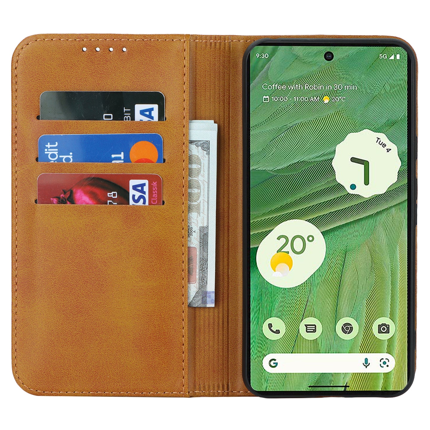 PU Leather Case for Google Pixel 8 Shockproof Calf Texture Stand Wallet Phone Cover