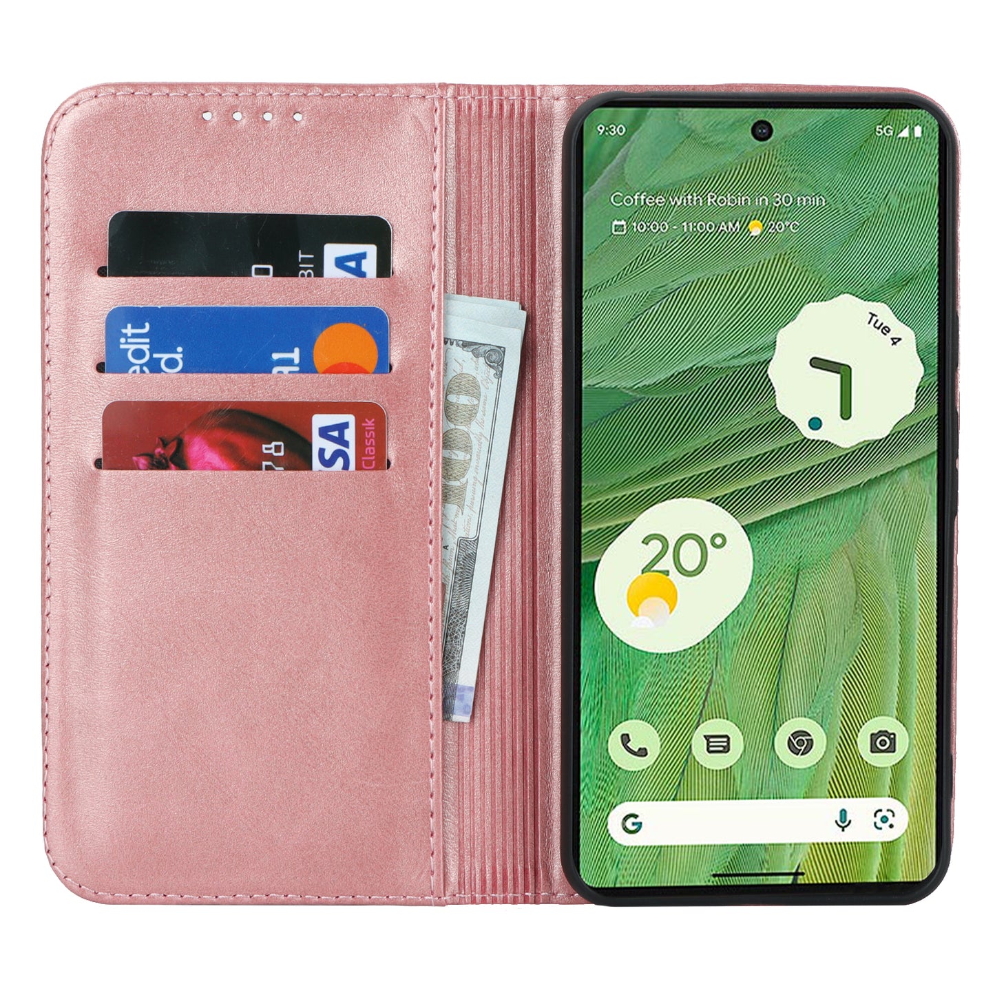 PU Leather Case for Google Pixel 8 Shockproof Calf Texture Stand Wallet Phone Cover