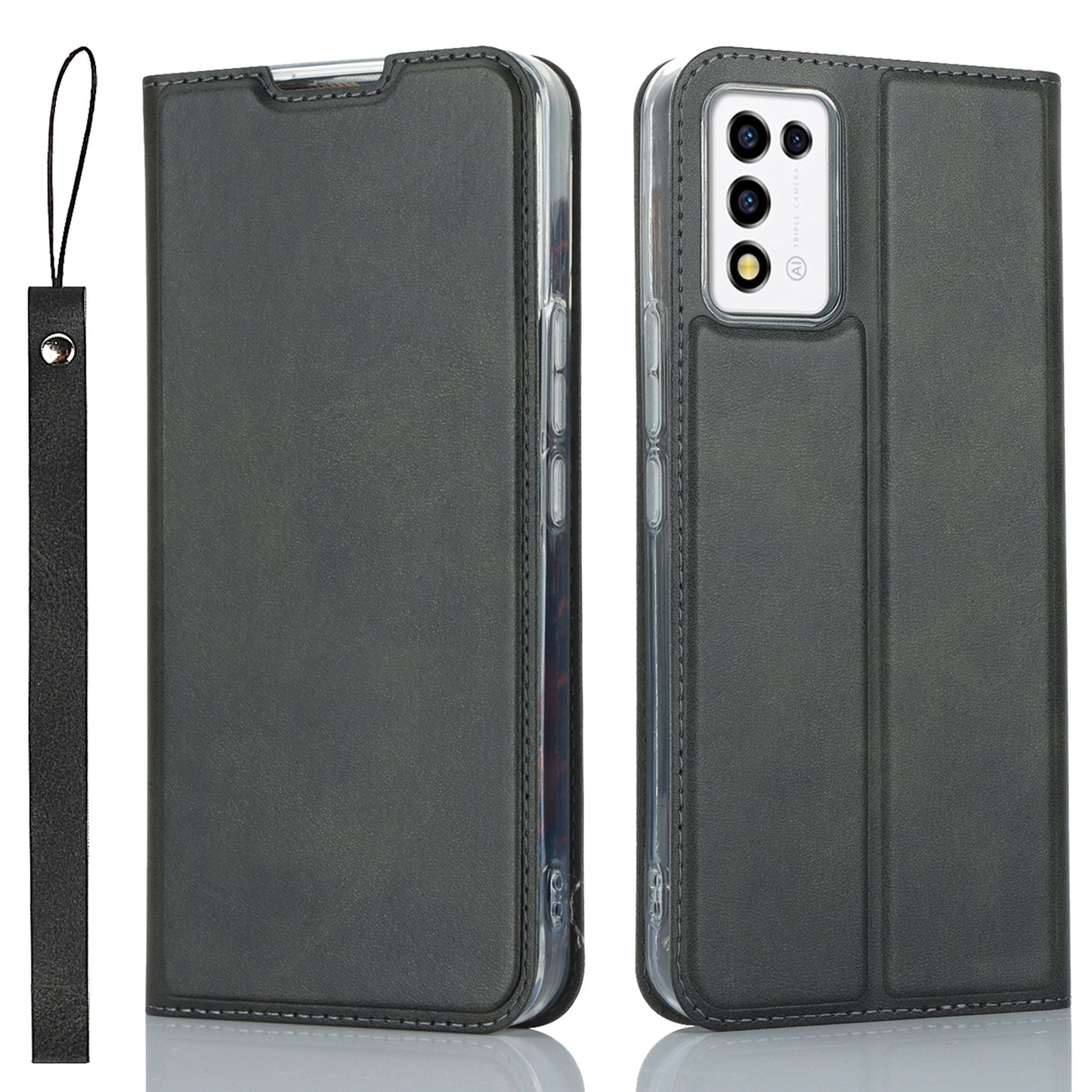 Cell Phone Cover For ZTE Libero 5G III Calf Textured Anti-drop Phone Stand Case with Card Slot