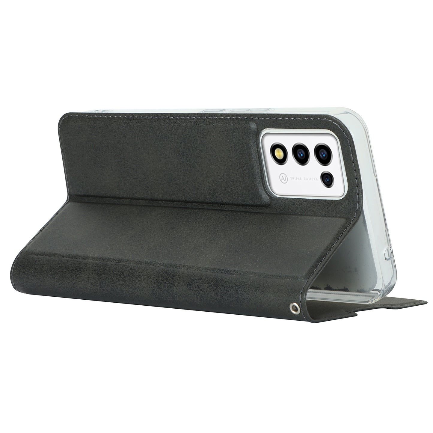 Cell Phone Cover For ZTE Libero 5G III Calf Textured Anti-drop Phone Stand Case with Card Slot