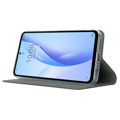 Cell Phone Cover For ZTE Libero 5G III Calf Textured Anti-drop Phone Stand Case with Card Slot