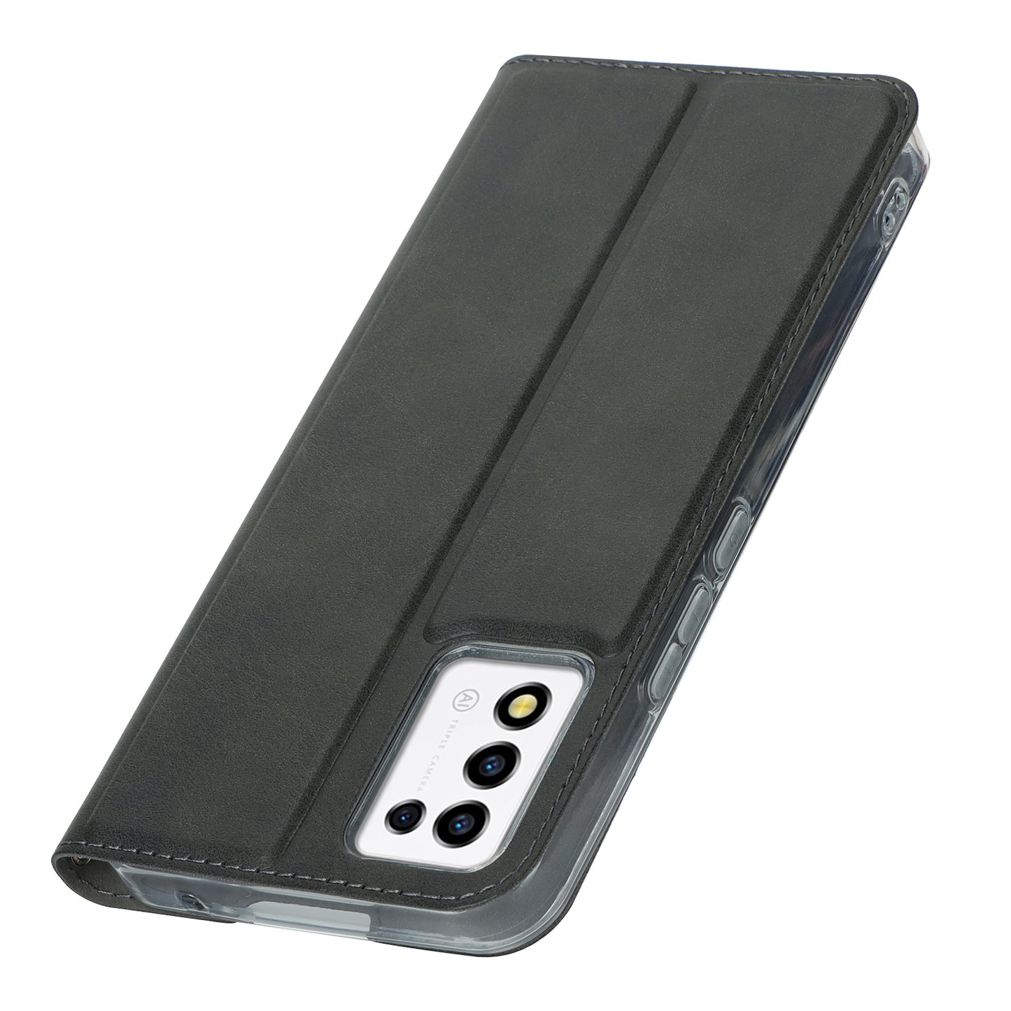 Cell Phone Cover For ZTE Libero 5G III Calf Textured Anti-drop Phone Stand Case with Card Slot