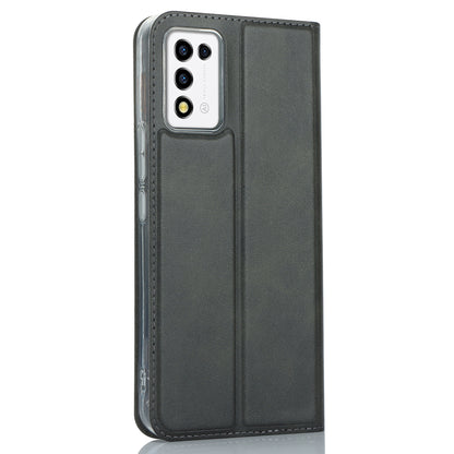 Cell Phone Cover For ZTE Libero 5G III Calf Textured Anti-drop Phone Stand Case with Card Slot