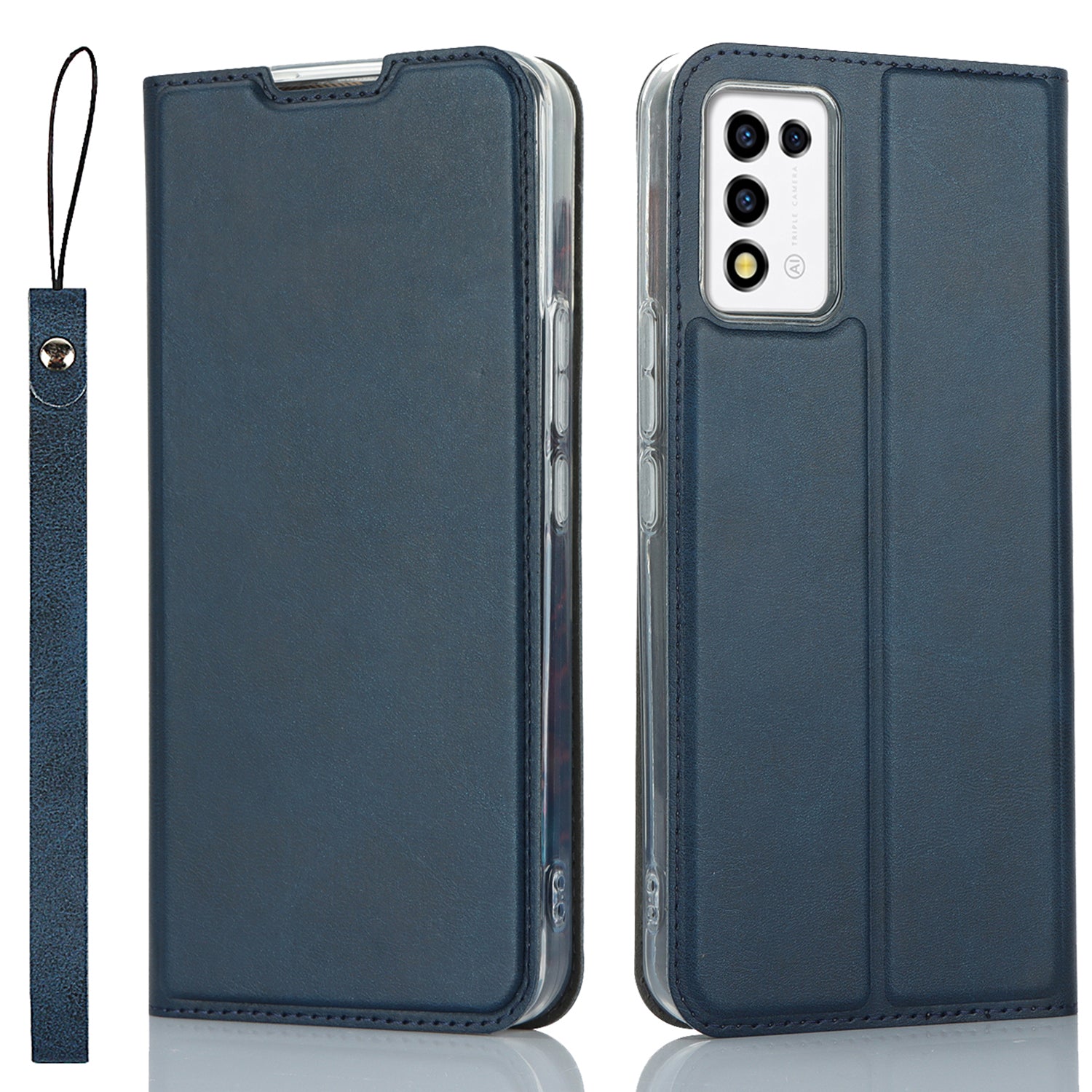 Cell Phone Cover For ZTE Libero 5G III Calf Textured Anti-drop Phone Stand Case with Card Slot