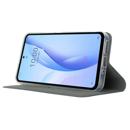 Cell Phone Cover For ZTE Libero 5G III Calf Textured Anti-drop Phone Stand Case with Card Slot