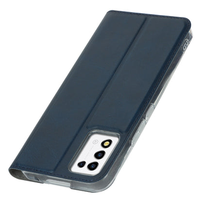 Cell Phone Cover For ZTE Libero 5G III Calf Textured Anti-drop Phone Stand Case with Card Slot