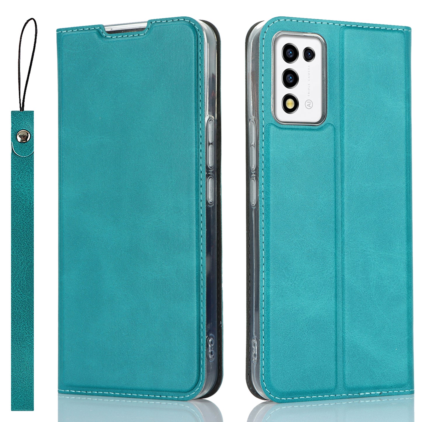 Cell Phone Cover For ZTE Libero 5G III Calf Textured Anti-drop Phone Stand Case with Card Slot