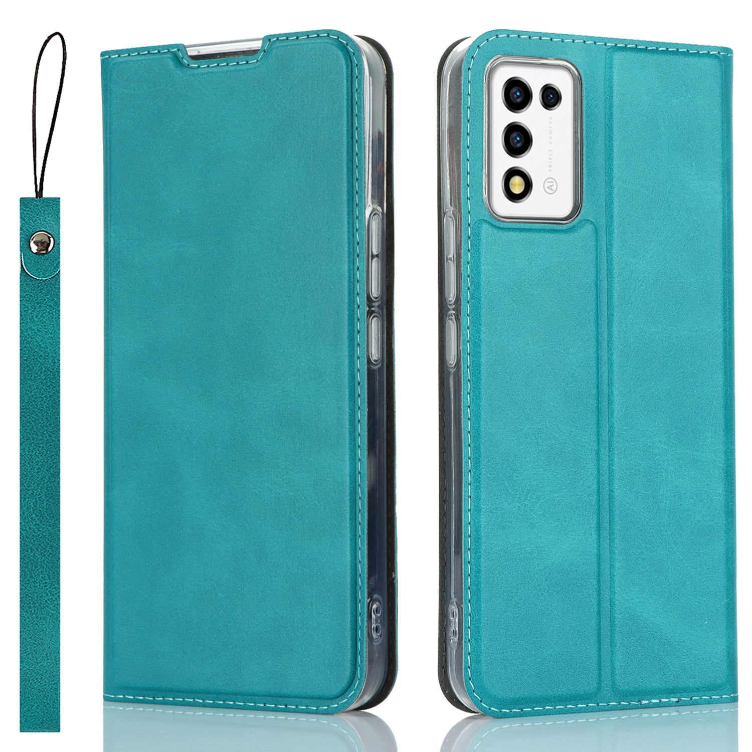 Cell Phone Cover For ZTE Libero 5G III Calf Textured Anti-drop Phone Stand Case with Card Slot