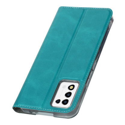 Cell Phone Cover For ZTE Libero 5G III Calf Textured Anti-drop Phone Stand Case with Card Slot
