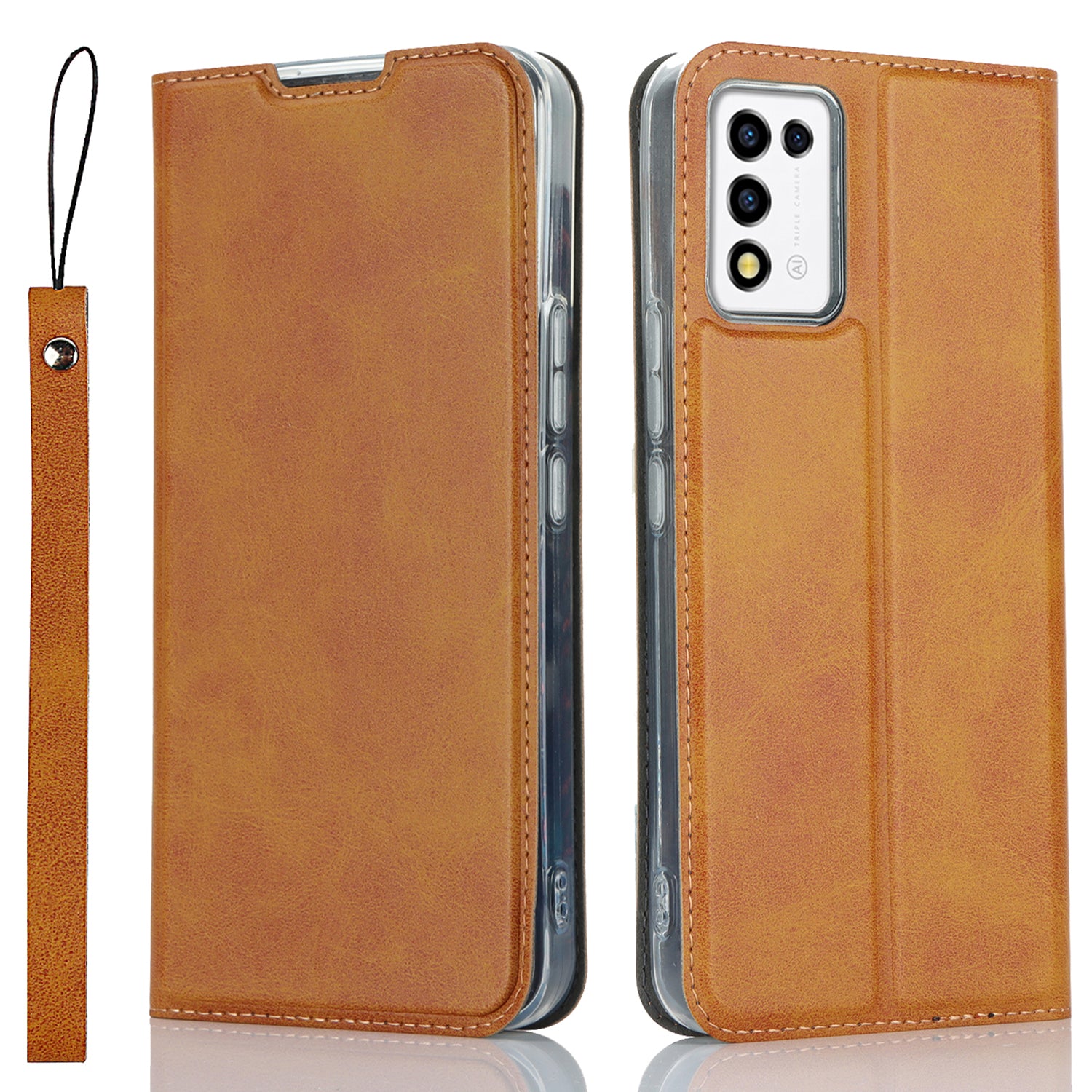 Cell Phone Cover For ZTE Libero 5G III Calf Textured Anti-drop Phone Stand Case with Card Slot