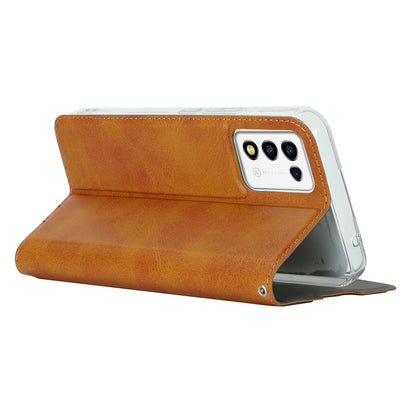 Cell Phone Cover For ZTE Libero 5G III Calf Textured Anti-drop Phone Stand Case with Card Slot