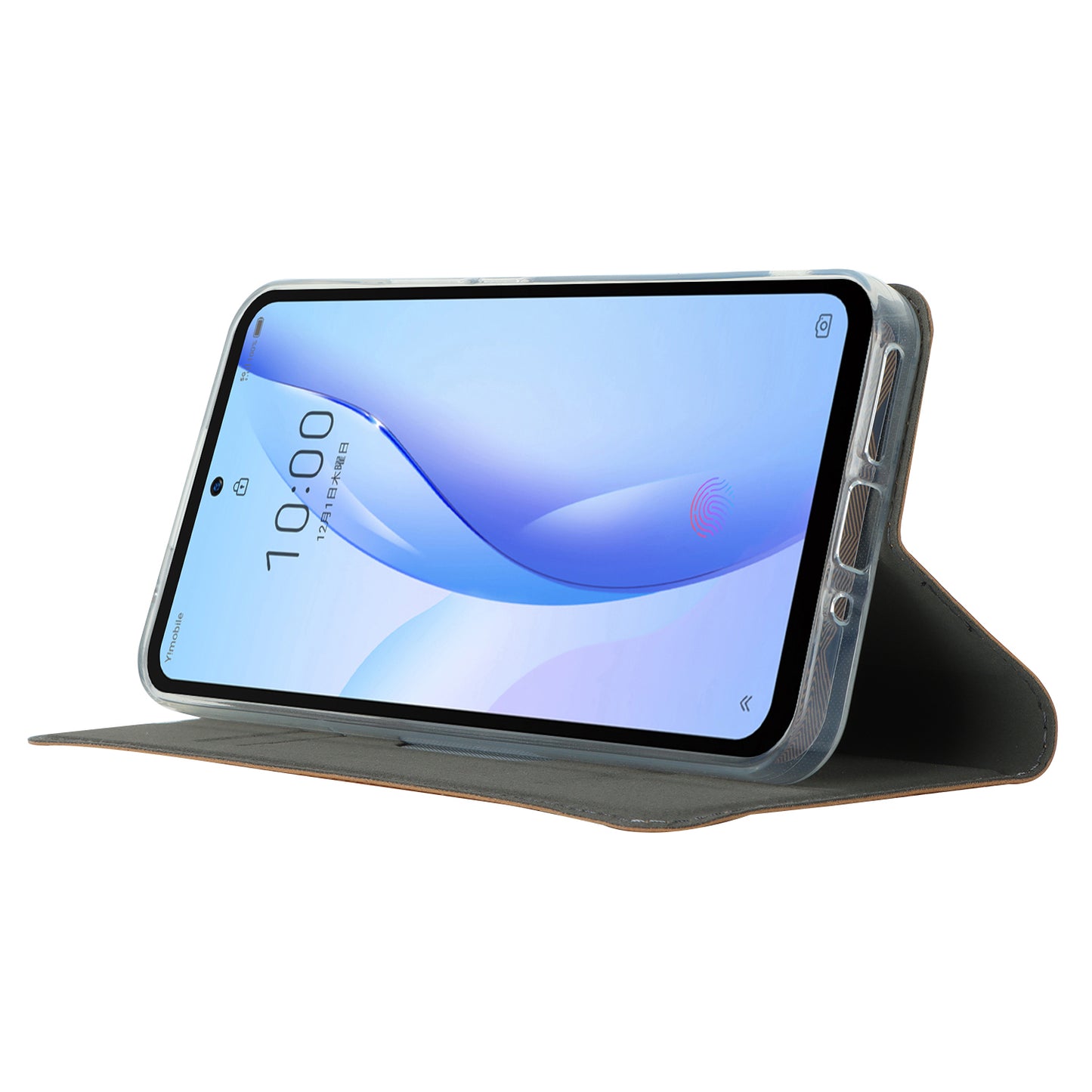 Cell Phone Cover For ZTE Libero 5G III Calf Textured Anti-drop Phone Stand Case with Card Slot