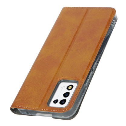 Cell Phone Cover For ZTE Libero 5G III Calf Textured Anti-drop Phone Stand Case with Card Slot