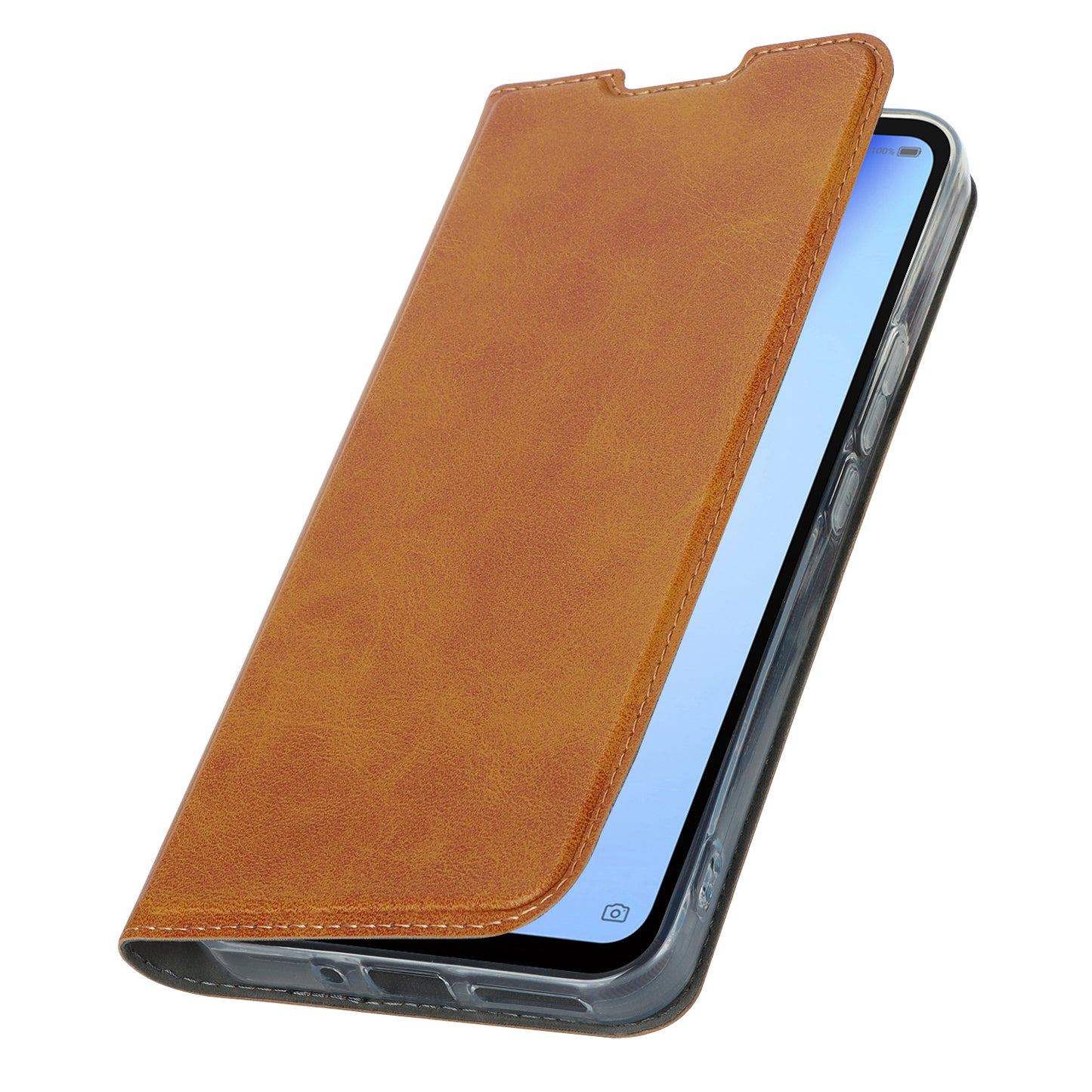 Cell Phone Cover For ZTE Libero 5G III Calf Textured Anti-drop Phone Stand Case with Card Slot