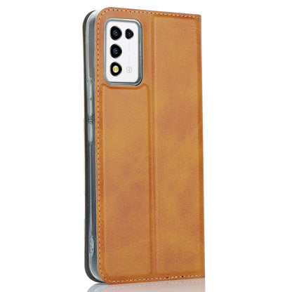 Cell Phone Cover For ZTE Libero 5G III Calf Textured Anti-drop Phone Stand Case with Card Slot