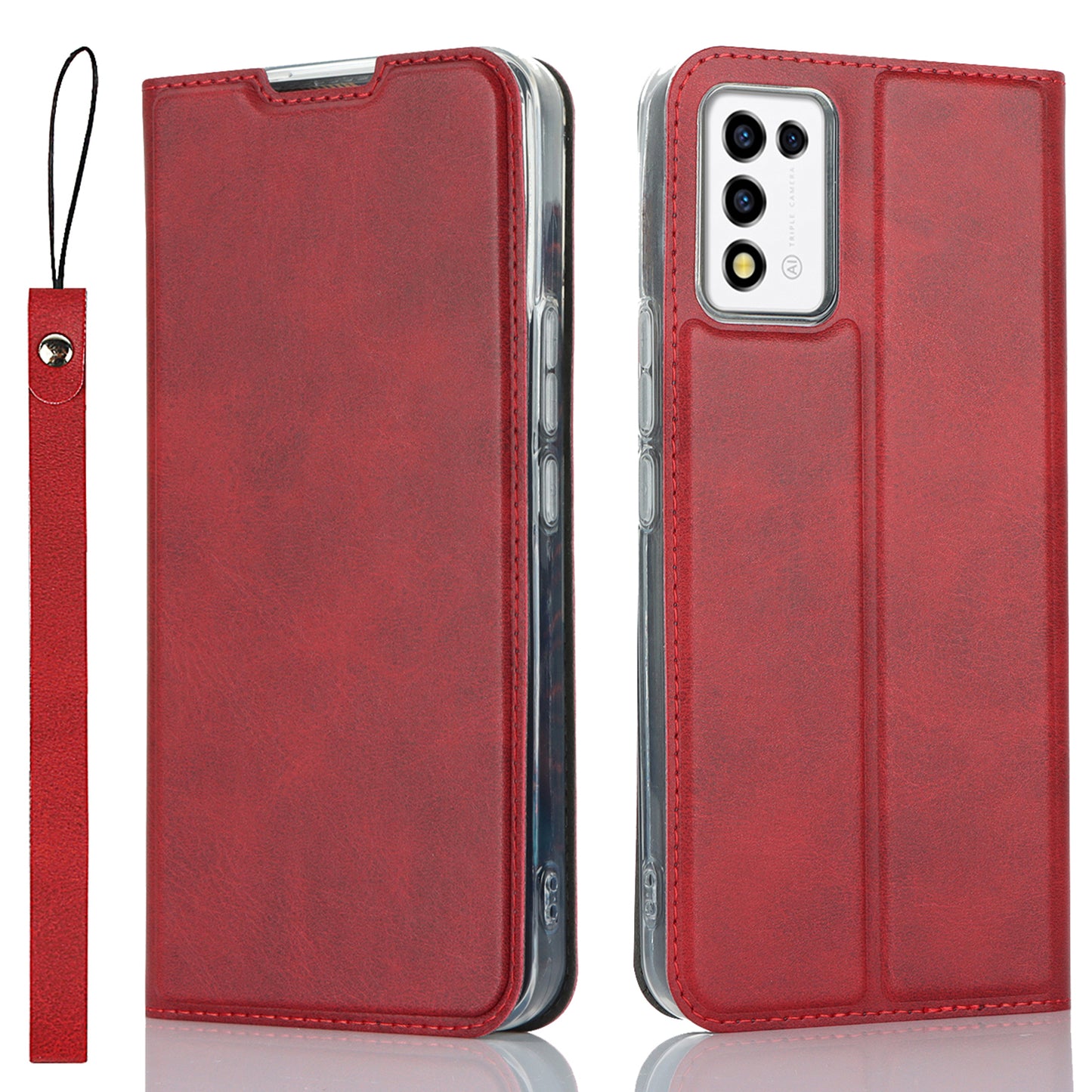 Cell Phone Cover For ZTE Libero 5G III Calf Textured Anti-drop Phone Stand Case with Card Slot