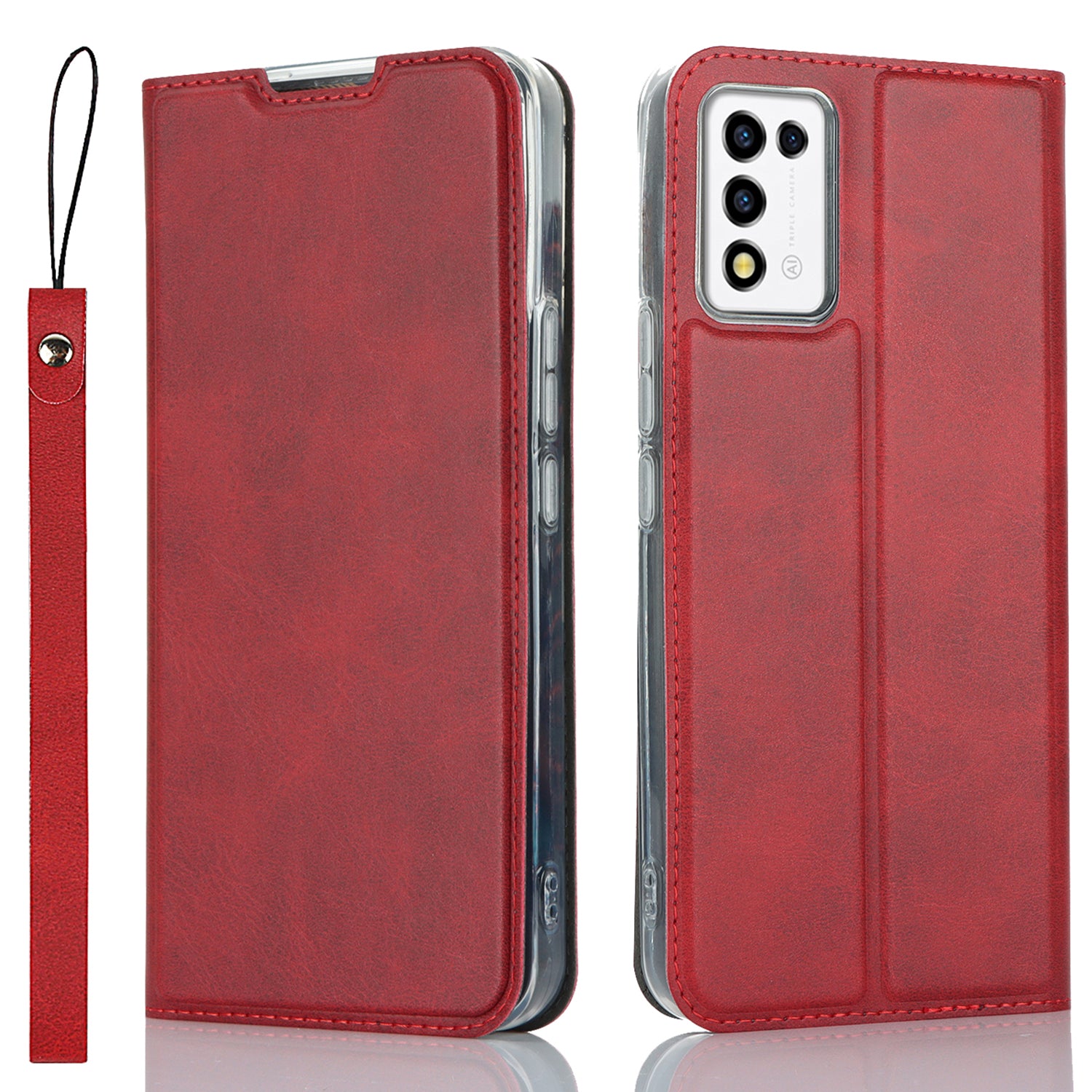 Cell Phone Cover For ZTE Libero 5G III Calf Textured Anti-drop Phone Stand Case with Card Slot