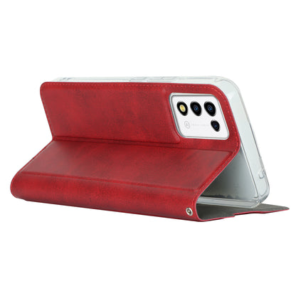 Cell Phone Cover For ZTE Libero 5G III Calf Textured Anti-drop Phone Stand Case with Card Slot