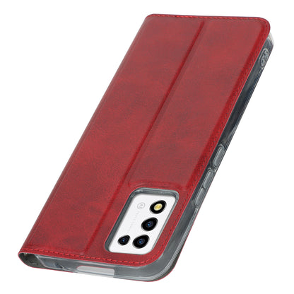 Cell Phone Cover For ZTE Libero 5G III Calf Textured Anti-drop Phone Stand Case with Card Slot