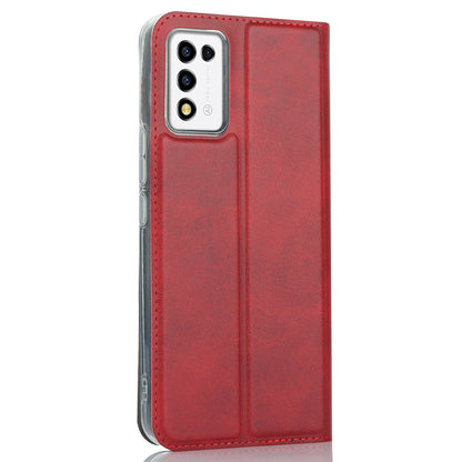 Cell Phone Cover For ZTE Libero 5G III Calf Textured Anti-drop Phone Stand Case with Card Slot