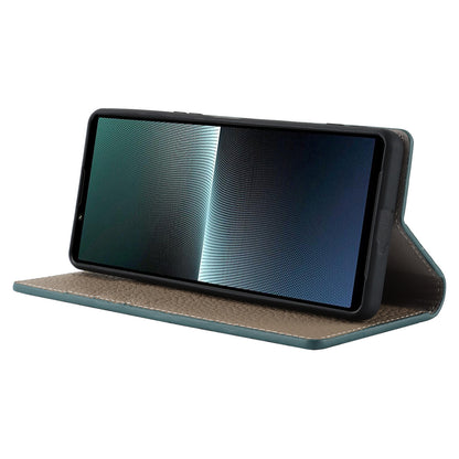 For Sony Xperia 1 V Litchi Texture Genuine Cow Leather Phone Case Stand Wallet Flip Cover with Strap