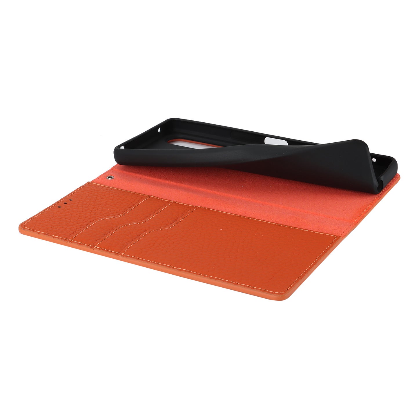 For Sony Xperia 1 V Litchi Texture Genuine Cow Leather Phone Case Stand Wallet Flip Cover with Strap